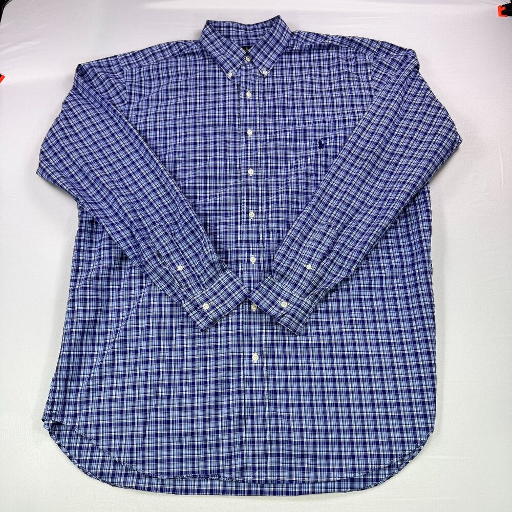 Ralph Lauren XLT Tall Blue Plaid Button-Down Shirt